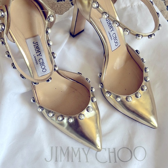 Jimmy Choo Gold Heels - Picture 1 of 7
